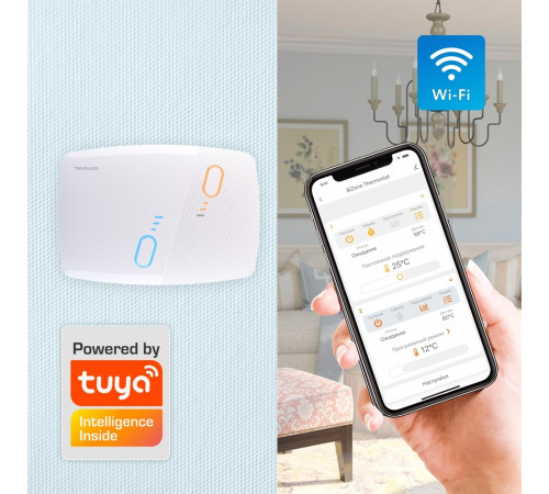 Терморегулятор двухзонный Теплолюкс BiZone Wi-Fi программируемый Терморегулятор двухзонный Теплолюкс BiZone Wi-Fi программируемый