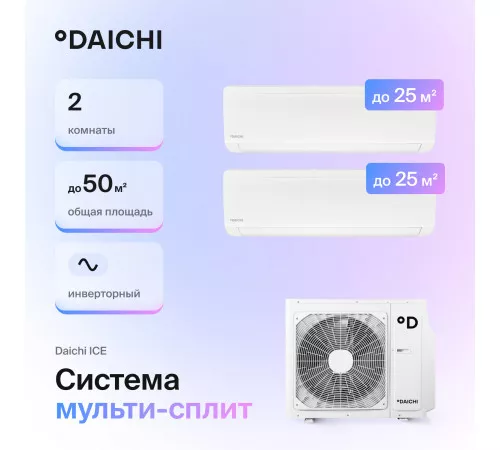 Мультисплит система Daichi DF50A2MS1R/ICE25AVQS1R/ICE25AVQS1R Мультисплит система Daichi DF50A2MS1R/ICE25AVQS1R/ICE25AVQS1R